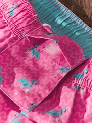 Bright Pink Mini Flamingo Printed Swim Shorts - Image 9 of 10