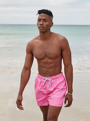 Bright Pink Mini Flamingo Printed Swim Shorts - Image 10 of 10