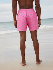 Bright Pink Mini Flamingo Printed Swim Shorts - Image 5 of 10