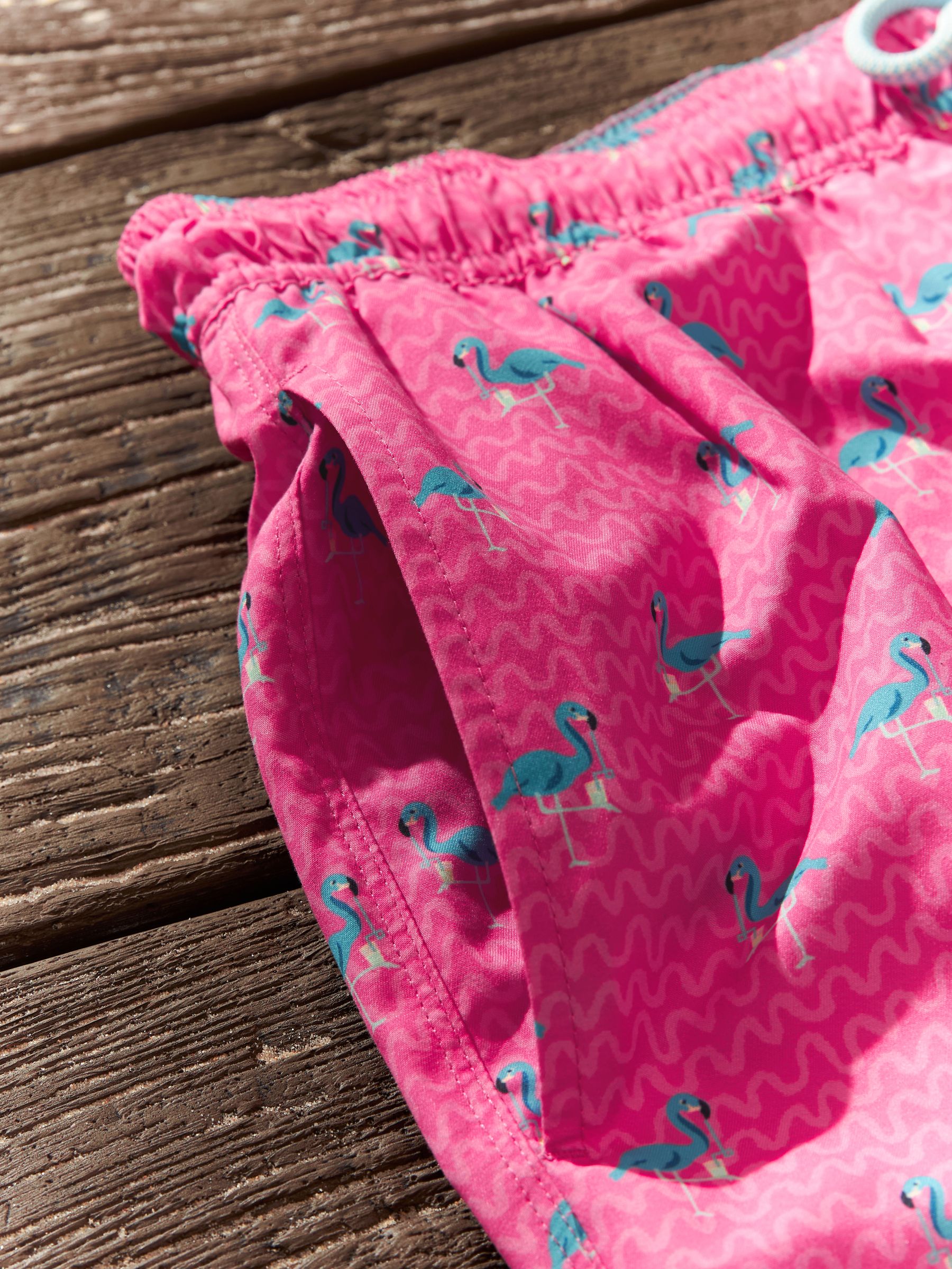 Buy Bright Pink Mini Flamingo Regular Fit Printed Swim Shorts from Next France