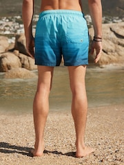 Blue Textured Ombre Printed Swim Shorts - Image 3 of 13