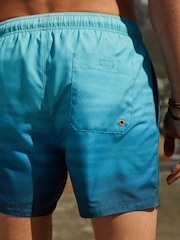 Blue Textured Ombre Printed Swim Shorts - Image 5 of 13