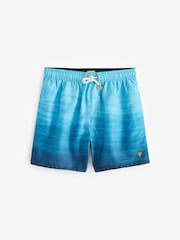 Blue Textured Ombre Printed Swim Shorts - Image 6 of 13