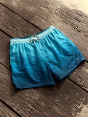 Blue Textured Ombre Printed Swim Shorts - Image 7 of 13