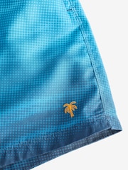 Blue Textured Ombre Printed Swim Shorts - Image 8 of 13