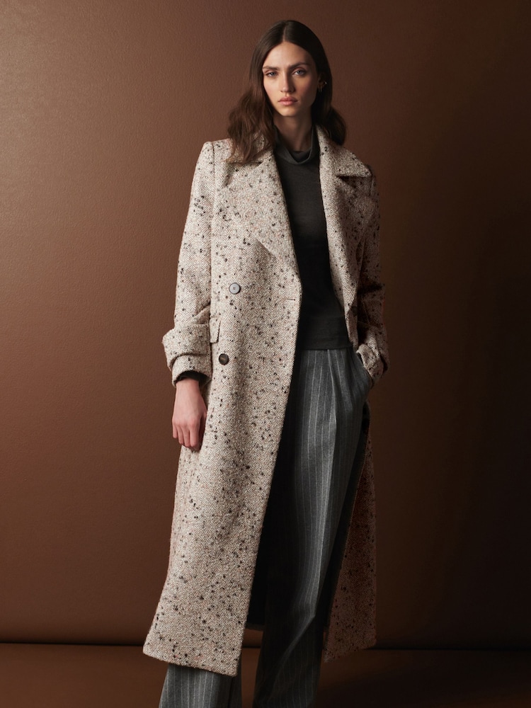 Grey Wool Rich Textured Maxi Coat - Image 1 of 5