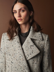 Grey Wool Rich Textured Maxi Coat - Image 4 of 5