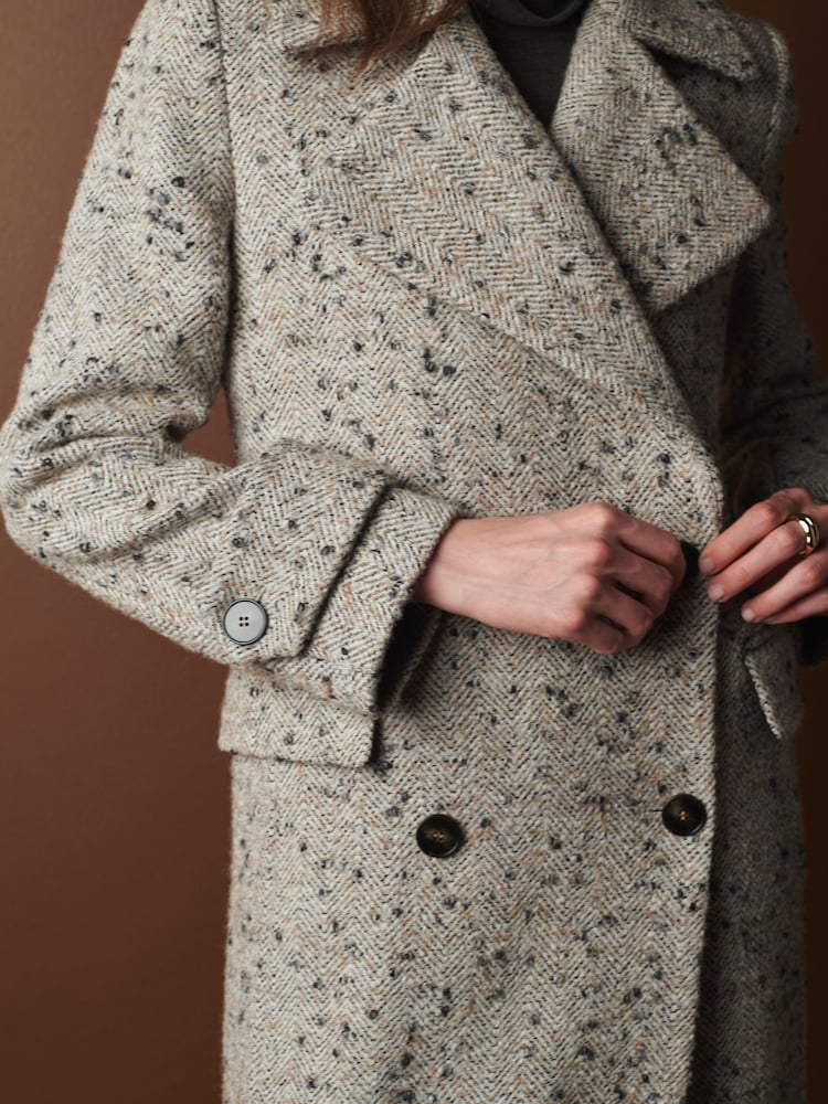 Grey Wool Rich Textured Maxi Coat - Image 5 of 5