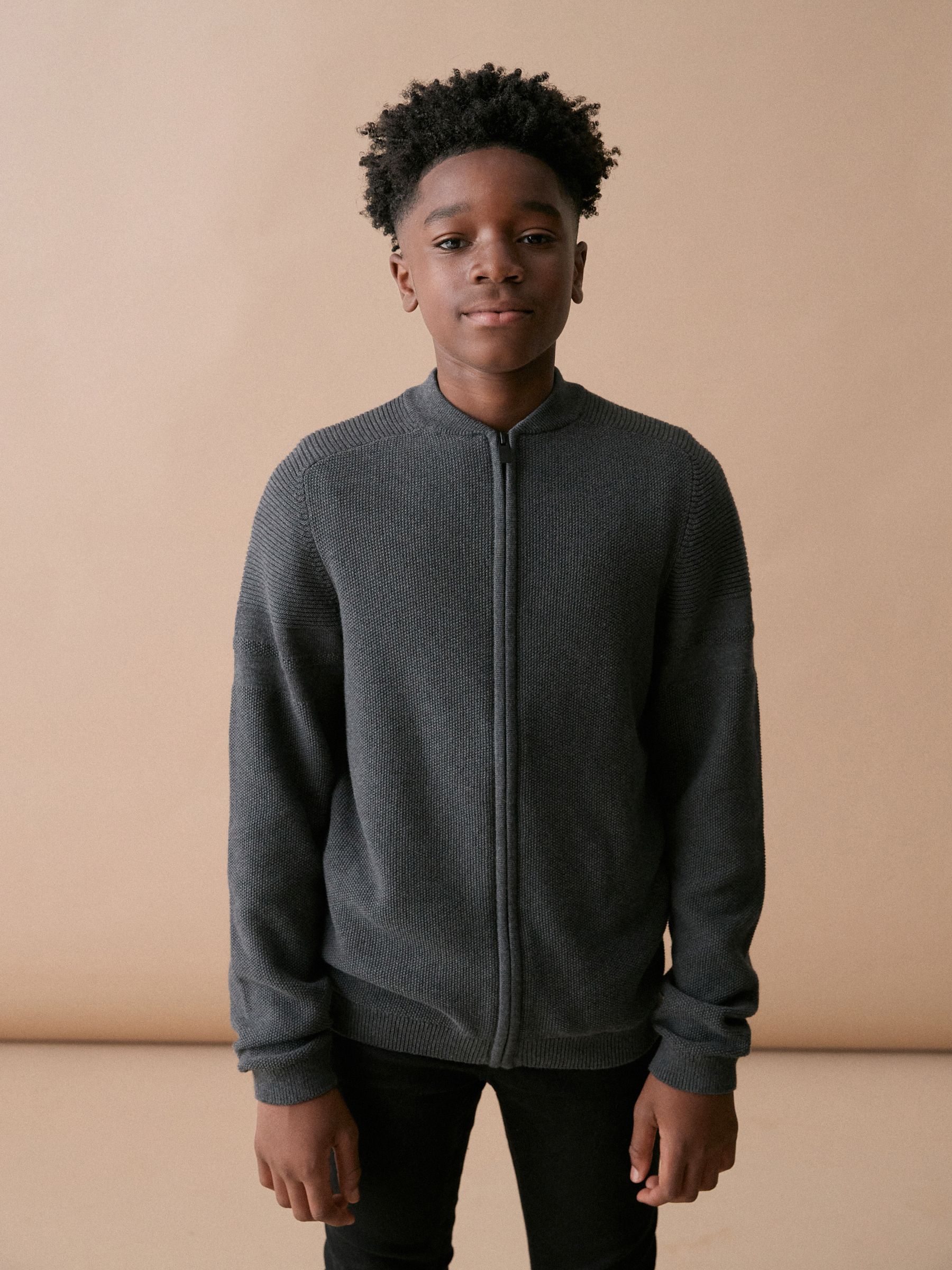 Buy Charcoal Grey Zip Through Knitted Bomber Jacket (3-16yrs
