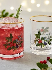 Portmeirion Set of 4 The Holly and the Ivy Old Fashioned Glasses - Image 2 of 3