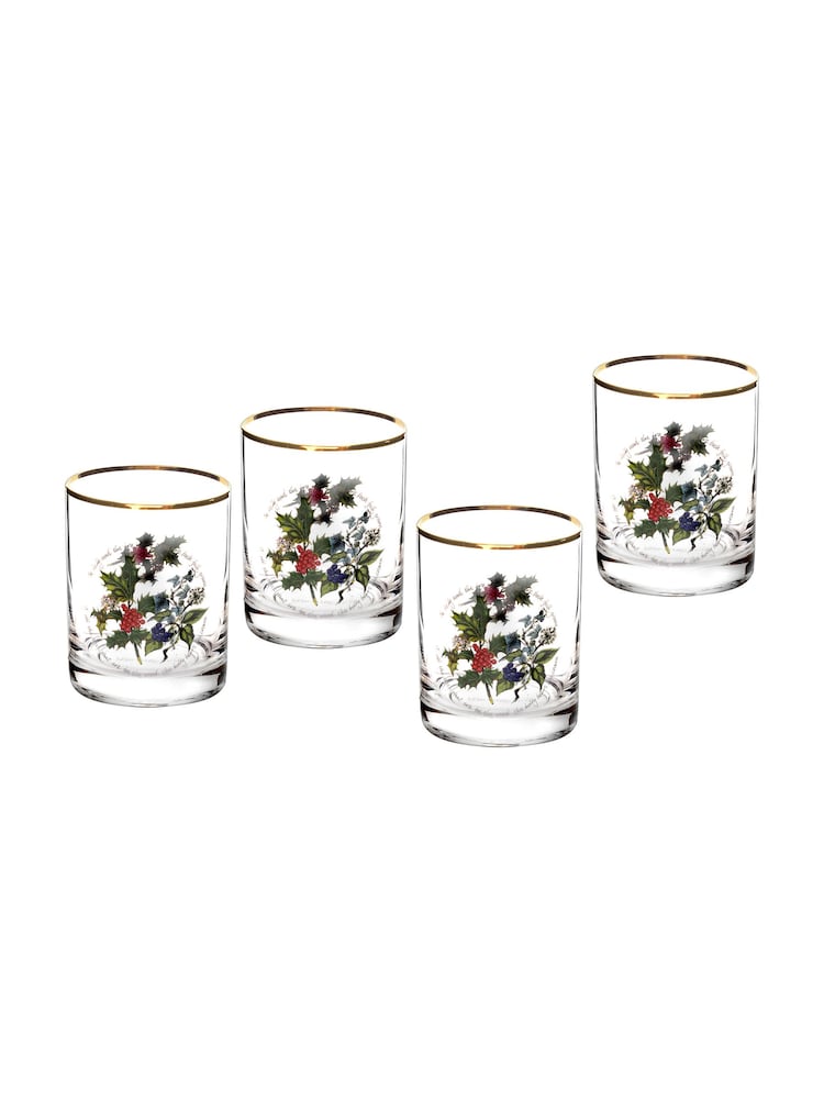 Portmeirion Set of 4 The Holly and the Ivy Old Fashioned Glasses - Image 3 of 3