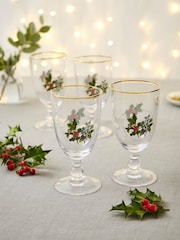 Portmeirion The Holly and the Ivy Set of 4 Goblets Wine Glasses - Image 1 of 3