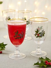 Portmeirion The Holly and the Ivy Set of 4 Goblets Wine Glasses - Image 2 of 3