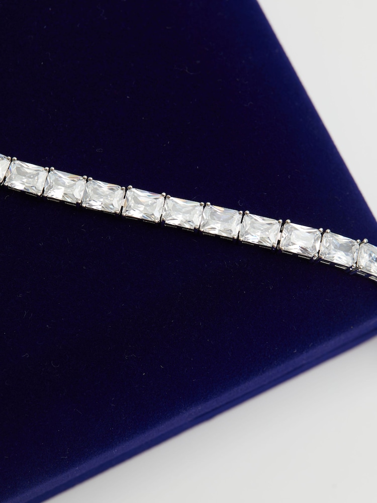 Jon Richard Silver Cubic Zirconia Baguette Bracelet - Gift Boxed - Image 1 of 4 Jon Richard Silver Cubic Zirconia Baguette Bracelet - Gift Boxed - Image 1 of 4