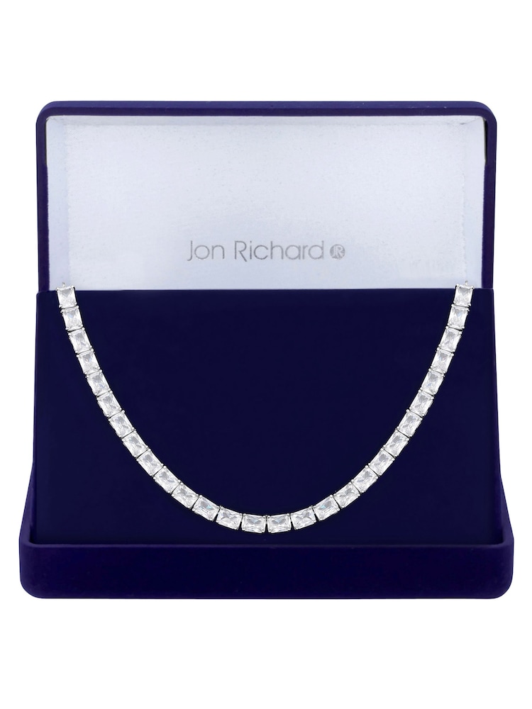 Jon Richard Silver Cubic Zirconia Baguette Toggle Choker Necklace- Gift Boxed - Image 1 of 3 Jon Richard Silver Cubic Zirconia Baguette Toggle Choker Necklace- Gift Boxed - Image 1 of 3