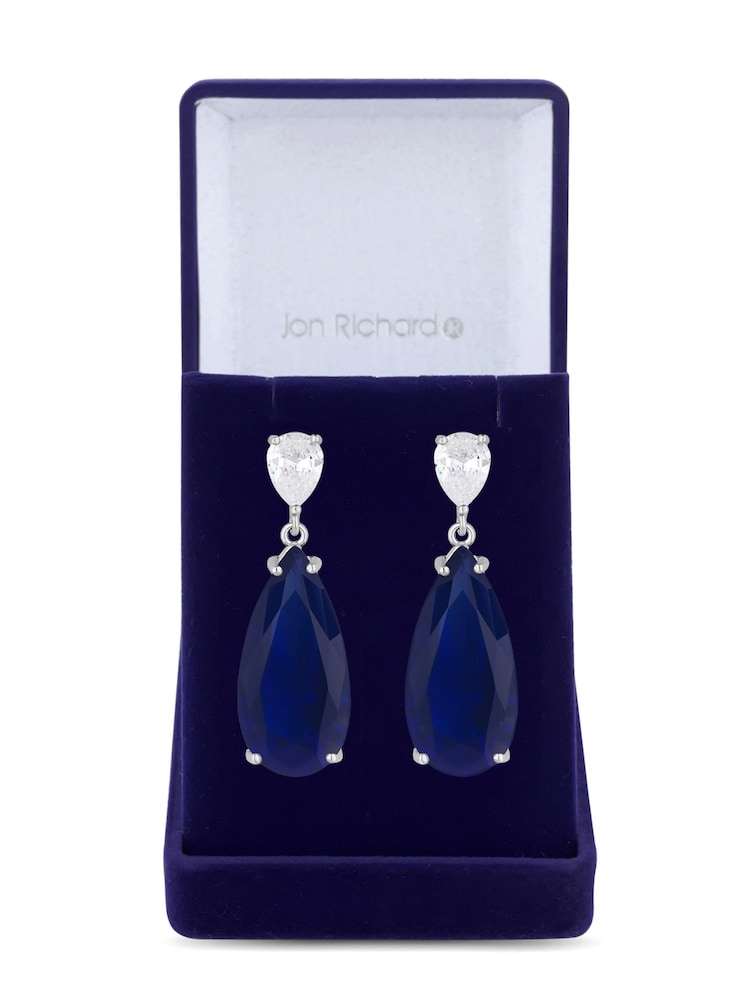 Jon Richard Silver Cubic Zirconia Statement Peardrop Earrings - Gift Boxed - Image 1 of 4 Jon Richard Silver Cubic Zirconia Statement Peardrop Earrings - Gift Boxed - Image 1 of 4