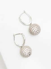Jon Richard Silver Cubic Zirconia Pave Orb Earrings - Gift Boxed - Image 1 of 3