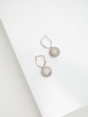 Jon Richard Silver Cubic Zirconia Pave Orb Earrings - Gift Boxed - Image 2 of 3