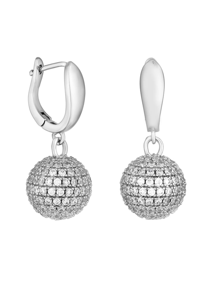 Jon Richard Silver Cubic Zirconia Pave Orb Earrings - Gift Boxed - Image 3 of 3