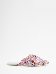 Cath Kidston Pink Ditsy Floral Pointed Bow Front Slipper Mules - Image 2 of 5