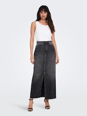 ONLY Black 100% Cotton Denim Maxi Skirt - Image 1 of 5