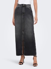 ONLY Black 100% Cotton Denim Maxi Skirt - Image 2 of 5
