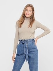 ONLY Washed Black Knitted Roll Neck Jumper - Image 1 of 5
