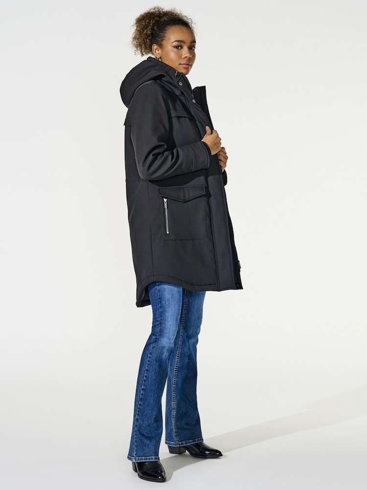 ONLY Black Technical Parka Coat with Faux Fur Lining - Image 1 of 5