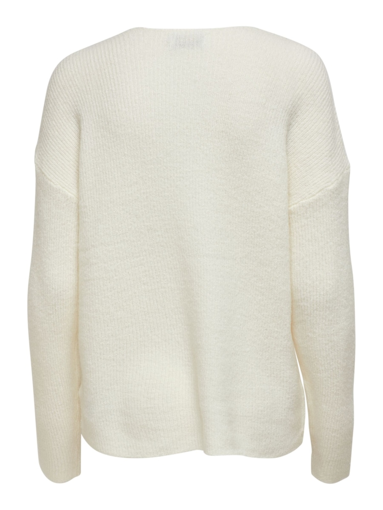 ONLY White V-Neck Puff Sleeve Knitted Jumper - Image 7 of 7