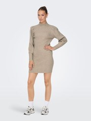 ONLY Brown Puff Sleeve Knitted Jumper Dress - Image 3 of 5
