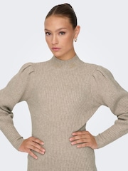 ONLY Brown Puff Sleeve Knitted Jumper Dress - Image 4 of 5