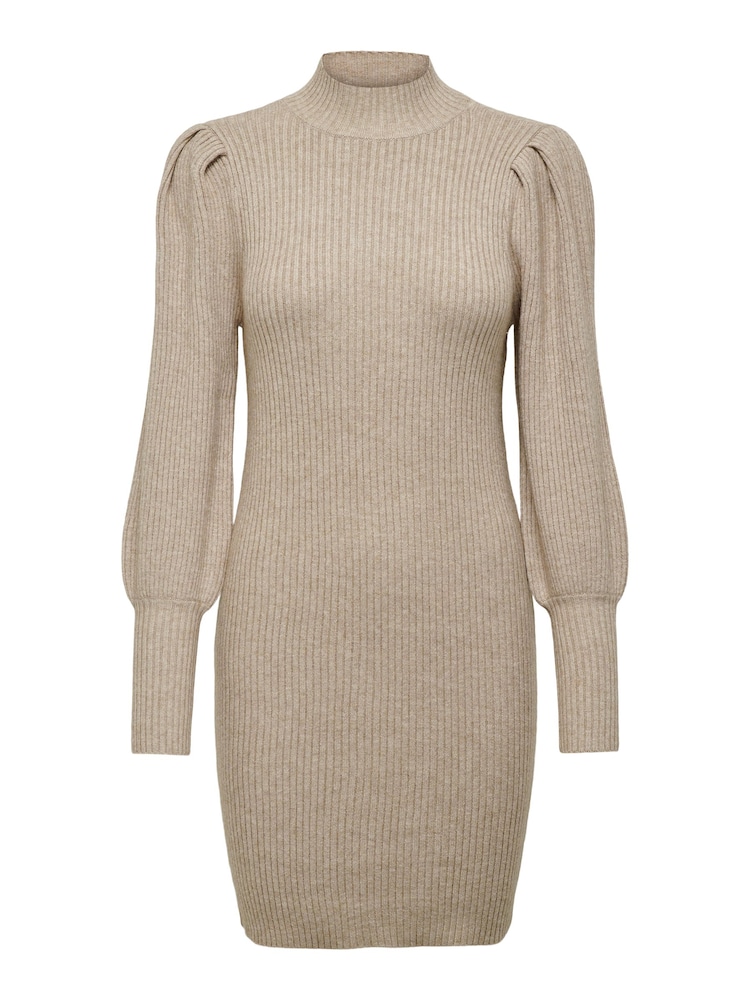 ONLY Brown Puff Sleeve Knitted Jumper Dress - Image 5 of 5
