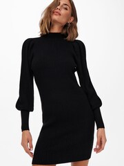 ONLY Black Puff Sleeve Knitted Jumper Dress - Image 3 of 5