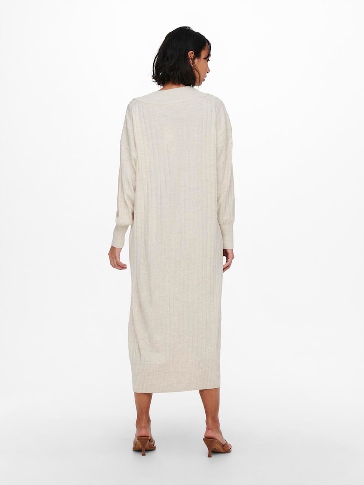 cream v neck sweater dress 4th & Reckless wool mix fluffy knit v neck maxi sweater dress in cream