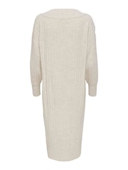 ONLY Cream V-Neck Midi Knitted Jumper Dress - Image 6 of 6