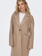 ONLY Brown Lightweight Tailored Coat with Front Pockets - Image 1 of 5