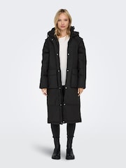 ONLY Black Longline 2-In-1 Water Repellent Padded Coat and Gilet - Image 1 of 7