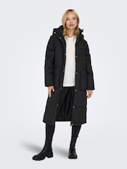 ONLY Black Longline 2-In-1 Water Repellent Padded Coat and Gilet - Image 3 of 7