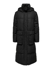 ONLY Black Longline 2-In-1 Water Repellent Padded Coat and Gilet - Image 7 of 7