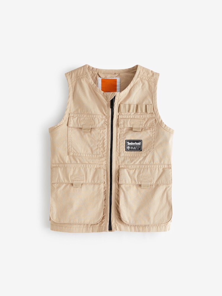 Timberland Natural Utility Cargo Gilet With Pockets - Image 2 of 4 Timberland Natural Utility Cargo Gilet With Pockets - Image 2 of 4