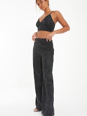 Quiz Black Rhinestone Glitter Woven Trousers - Image 3 of 5