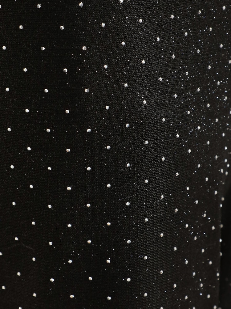 Quiz Black Rhinestone Glitter Woven Trousers - Image 5 of 5