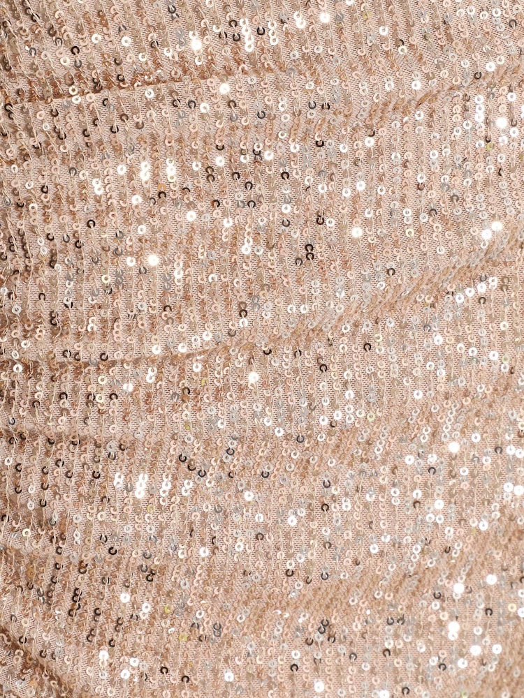 Quiz Silver Sequin One Shoulder Ruched Midi Dress - Image 4 of 4