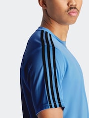 adidas Bright Blue Train Essentials 3-Stripes Training T-Shirt - Image 4 of 7