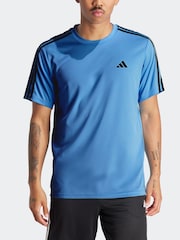 adidas Bright Blue Train Essentials 3-Stripes Training T-Shirt - Image 6 of 7