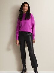 Phase Eight Black Faux Leather Marielle Cropped Trousers - Image 3 of 6
