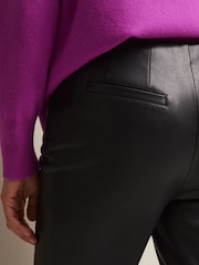 Phase Eight Black Faux Leather Marielle Cropped Trousers - Image 4 of 6