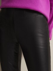Phase Eight Black Faux Leather Marielle Cropped Trousers - Image 5 of 6