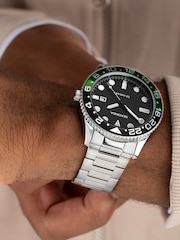 Sekonda Mens Silver Tone Ocean 43mm Analogue Watch With Case And Stainless Steel Bracelet With Black Dial - Image 1 of 6