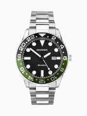Sekonda Mens Silver Tone Ocean 43mm Analogue Watch With Case And Stainless Steel Bracelet With Black Dial - Image 2 of 6